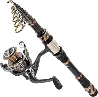 PLUSINNO Fishing Rod and Reel Combos - Carbon Fiber Telescopic Fishing Pole - Spinning Reel 12 +1 Shielded Bearings Stainless Steel BB’Travel Saltwater Freshwater Full Kit 7.87FT