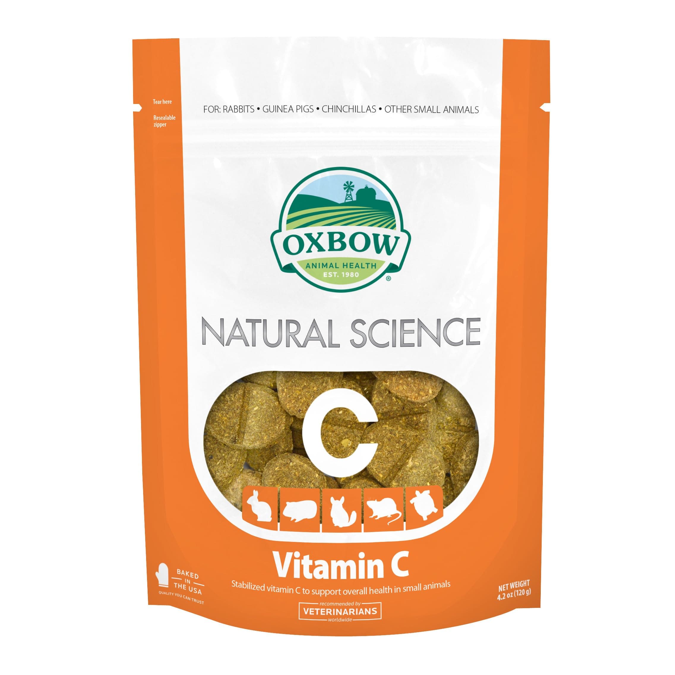 Oxbow Natural Science Vitamin C Supplement, Vitamin C & High-Fiber Timothy Hay, Guinea Pig Items, Made in the USA, Small Pet Supplies, Recommended by Veterinarians, 4.2 oz