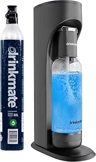 DrinkMateOmniFizz Sparkling Water and Soda Maker, Carbonates Any Drink, with 60L CO2 Cylinder (Matte Black)