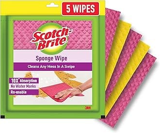 Sponge Wipe Resusable Kitchen Cleaning foam Cellulose wood Sponge- Easy to use, Multi- color & Biodegradable (pack of 5)