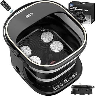 Puboo Collapsible Foot Spa Bath Massager with Heat, 95-115°F Precise Temp Control, Motorized Massage Rollers, Heated Foot Bath Soak Tub, Fits US Men’s Size 11