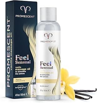 Promescent Massage Oil for Massage Therapy, Massage Oils for Date Night, Premium Body Oil for Men & Women to Relieve Stress & Sore Muscles, Essential Oils for Skin (4 oz) (Vanilla)