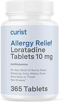 Curist Loratadine 10mg 365 Count - All Day Non Drowsy Allergy Medicine - 24 Hour Antihistamine Tablets for Runny Nose, Itchy Eyes, & Sneezing - Indoor & Outdoor Allergy Medicine for Adults