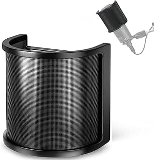 YOUSHARES Mic Pop Filter - Upgraded Three Layers Windscreen Mask Shield Compatible with AT2020 USB Gaming Microphone, Suitable for 35 mm to 50 mm Microphones