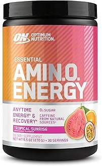 Amino Energy - Pre Workout with Green Tea, BCAA, Amino Acids, Keto Friendly, Green Coffee Extract, Energy Powder - Tropical Sunrise, 9.5 Ounce, 30 Servings (Packaging May Vary)