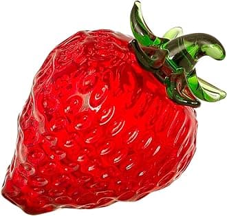 Crystal Mini Strawberry Collectible Figurines Paperweight Glass Fruit Figurine Tabletop Centerpiece Ornaments Home Decor Gift for Christmas Day, Birthday