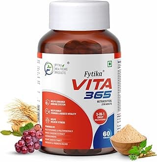 FYTIKAHEALTHCARE PRODUCTS Vita 365, Multivitamin With Probiotics Vitamin B12, Zinc, Biotin, Mineral, Ginseng & Ashwagandha, Enhances Energy, Stamina, Immunity, Hair and Skin (Pack of 1) Tablet