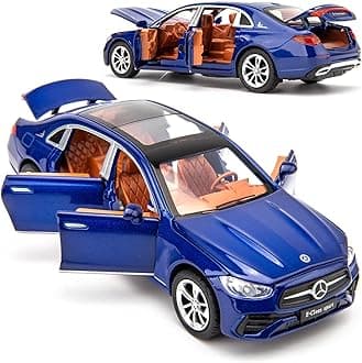 1/32 Compatible for Benz E300l Model Car, Zinc Alloy Diecast Collectible Pull Back Toy car with Sound and Light for Kids Boy Girl Gift_Blue