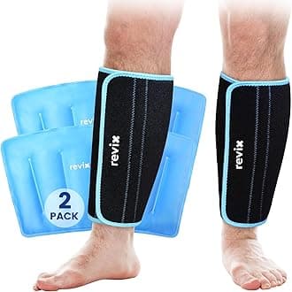 REVIX XL Shin Splint Ice Pack for Injuries Reusable Gel Cold Pack for Calf Leg Elbow Pain Relief, Calf Ice Pack Wrap Cold Therapy Compression Sleeve for Swelling, Bruises and Sprains (Set of 2)