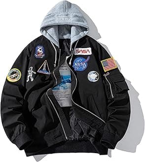 Casual jackets, Men Biker Bomber Jacket, NASA MA-1 Military Flight Jacket Light Air Force Moto Street Coat
