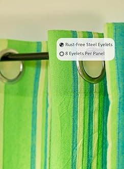 RANGBHAR Handloom Cotton Semi Sheer Curtains For Door, Cotton Curtains 8 Feet Long Set Of 2 With Eyelets, (Green, Door-8 Feet X 4 Feet)