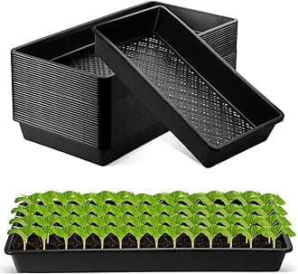 Yungyan 36 Pack 1020 Mesh Bottom Plant Trays Plastic Seed Tray Black Reusable Seedling Starter Trays Durable Microgreens Growing Trays for Outside and Inside Planting 21.06 x 10.63 x 2.56 Inches