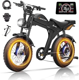 Movcan V70 Electric Dirt Bike for Adults,2000W Motor Peak 2500W Up to 35MPH,52V 23.4Ah Removable Battery,20” Fat Tire Ebike, Phone Holder 7 Speed Dual Hydraulic Brake Electric Motorcycle Bikes,Black