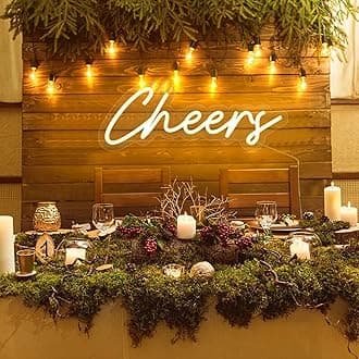 HFHungkeong Cheers Neon Sign USB Powered with Dimmable Switch,LED Neon Light Sign for Wall Background Decor,Cheer Light Up Sign Neon for Bar Birthday Party Wedding 16.5 * 7in(Warm White)