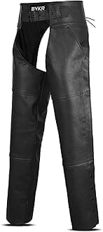 Leather Motorcycle Chaps for Men & Women Overpants Cowboy Riding Biker Vintage Chap Pants Adjustable Waist & Length