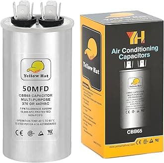 Capacitor for Air Conditioner 50 uf MFD 370 or 440 Volt VAC, Multi-Purpose Round Capacitor-5 Year Warranty