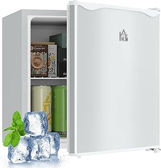 HOMCOM Mini Freezer Countertop, 1.1 Cu.Ft Compact Upright Freezer with Removable Shelves, Reversible Door for Home, Dorm, Apartment and Office, White