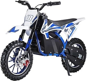 Shulemin Kids Electric Dirt Bike,Children Motocross Bike Off Road Mini Motorcycle 36V 500W Motor Mechanical Disc Brakes 25KM/H High Speed Chain 10 Inches Wheels Dirt Bikes for Kids 8-14 (Blue1)