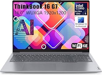 Lenovo Thinkbook 16 G7 Ultra 5 Premium Laptop Computer Intel 12-Core 16" FHD 32GB DDR5 RAM, 1TB PCIe SSD Thunderbolt 4 WiFi 6E RJ45 Win 11 Pro NPU AI Experience Copilot Business Laptop Vent-HEA