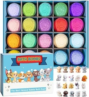 Bath Bombs for Kids with Surprise Inside for Boys Girls Toddlers 20 Pack Kids Gift Set Organic Bubble with Puppy Inside Natural Handmade