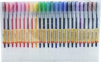 Premium Gel Ink Ball Point Pen, [0.5mm] Fine Point 24 Color Pens, Smooth Writing Gel Pen for Office School Stationery Supply