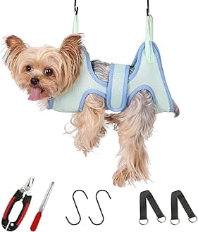 Guzekier Pet Dog Grooming Hammock Harness for Cats & Dogs, Dog Sling for Grooming, Dog Hammock Restraint Bag with Nail Clippers/Trimmer, Nail File, Pet Comb,Ear/Eye Care