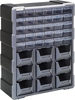 Quantum Storage PDC-930BK Clear Plastic Parts Storage Hardware and Craft Drawer Cabinet, 30 Drawers/9 Bins