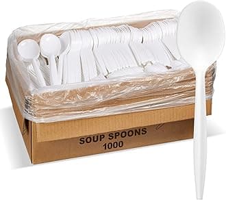 ELEGANT DISPOSABLES 1000 Count Bulk Cutlery (Soup Spoons, White)