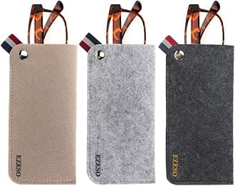 3 Pack Eyeglass Cases - Soft Felt Slip-in Pouch Case - Glasses Storage Case Makeup Pouch