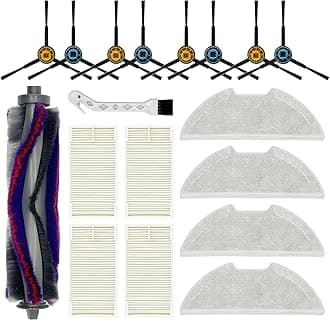 Accessories Kit Replacement For Eureka E10s Robot Vacuum Cleaner, 1 Pack Main brush, 4 Pack Filters, 4 Pack Mop, 8 Side Brushes and 1 Pack Cleaning Brush.