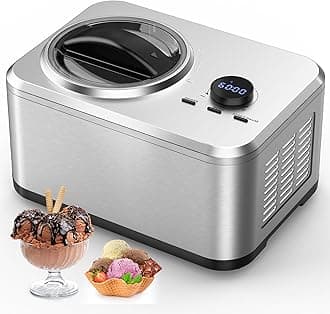 COWSAR 1.6 Quart Ice Cream Maker Machine with Built-in Compressor, Fully Automatic and No Pre-freezing, Frozen Yogurt, Keep-cooling and Timer, Stainless Steel