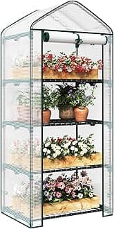 WOLTU Garden Greenhouse Plastic Tomato Greenhouse Vegetable Fruit Flower Plant Shed with Strong Reinforced Cover 69x49x158cm White