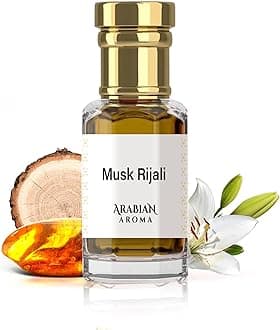 Musk Rijali Attar | White Musk Oil Perfume, Lily of the Valley & Cashmere Woods | Alcohol-Free, Long-Lasting | 100% Pure | Woody Perfumes for Men (6ml)