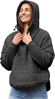 Women's Oversized Hooded Puffer Jacket Quilted Jackets for Women Lightweight Winter Warm Padded Hoodies Coat