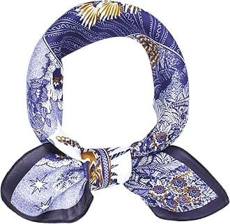 ANDANTINO100% Real Mulberry Silk Scarf -21'' x 21''- Lightweight Neckerchief –Women Men Small Square Digital Printed Scarves
