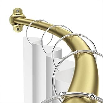 Shower Curtain Rod Curved, Adjustable 48-85 inches Extra Wide Curved Shower Rods for Bathroom, Rust proof Shower Rod, Aluminum Curved Curtain Rod for Shower, Bathtub, Chrome Gold