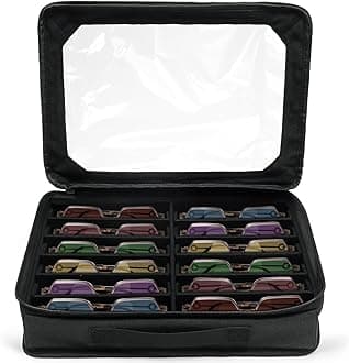 BukereSunglasses Organizer Case for Multiple Pairs, 12 Slots Adjustable Glasses Box Women Men, Travel Eyeglasses Storage