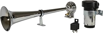 Hella 013410001 Chrome 12V Air 1-Trumpet Horn Kit (12V,115 dB @ 2m)