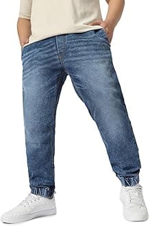 Urbano Plus Men's Regular Fit Mid Rise Washed Jogger Jeans Stretchable