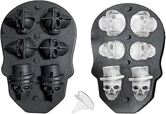 JETKONG 6 Cavity Skull Ice Maker - Silicone Skull Shaped Ice Mold and Tray for Whiskey, Cocktails and Beverages
