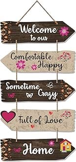 Artvibes Home Quotes Decorative Wall Art MDF Wooden Wall Hanger for Livingroom | Bedroom | Gifts | Wall Hangings for Home Decoration | Modern Decor Items | Artworks Wall Hangings (WH_7304N), Set of 5