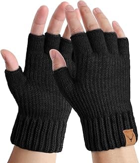 Fingerless Gloves Thermal Winter Gloves Warm Knitted Half Finger Gloves Mittens for Men Women Typing Driving Working