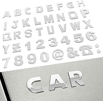 40PCS Custom Car Decal, 3D Chrome Letters Emblem, DIY Adhesive Number Symbol Badge, Vehicle Logo Stickers and Decals for Car Side Rear Trunk and Wall Decor Outdoor, Automotive Accessories