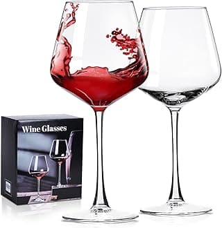 PARACITY Wine Glasses Set of 2, Hand Blown Crystal White and Red Wine Glasses, Burgundy Wine Glass for Red and White Wine, 16oz Red Wine Glasses for Women and Men