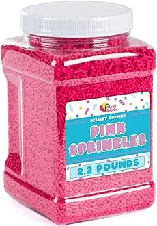 Pink Sprinkles - 2.2 Pounds - Mother's Day Toppings - Bulk Hot Pink Sprinkles for Cupcakes, Baby Showers, Gender Reveal, Princess Parties