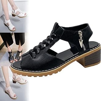 HOPHOLibiyi Sandals, Libiyi Women's Comfy Orthotic Sandals, Libiyi Peep Toe Hollow Weave Fish Mouth Zipper Chunky Heel Sandals