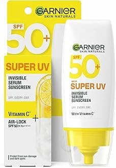 Super UV Invisible Serum Sunscreen SPF 50 PA++++ UVA/B for Broad Spectrum | Lightweight with Vitamin C | No White Cast | For All Skin Types (Oily, Dry, Acne-prone) | For Men & Women 30ml