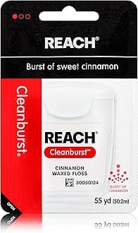 Reach Cleanburst Waxed Dental Floss, Oral Care, Cinnamon Flavored, 55 Yards