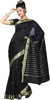 Womens Indian Ethnic Traditional Banarasi Art Silk Saree Sari Wrap Fabric Dress Drape