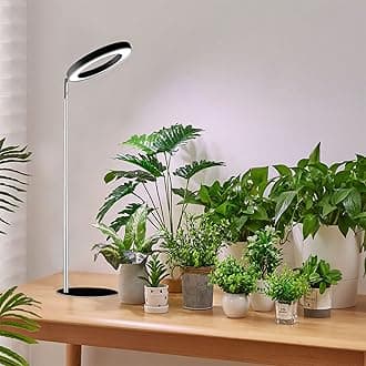 72 LEDs Full Spectrum Plant Grow Light for Indoor Plants，Height Adjustable, 6.3" Aluminum Housing,Automatic Timer with 8/12/16 Hours,10-Level Brightness,Black Plant Light,1 Pack
